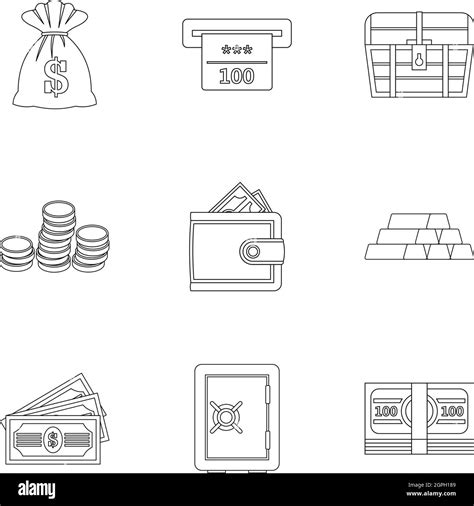 Money Icons Set Outline Style Stock Vector Image And Art Alamy