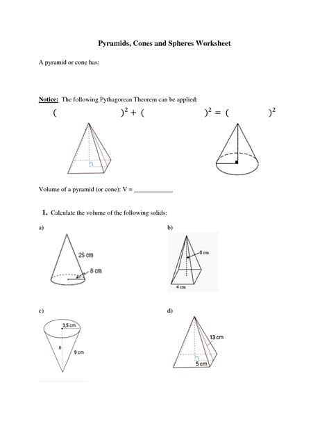 You can think of the volume of the cylinder as the area of the base being extended throughout the height of the cylinder. 16 Best Images of Cone Cylinder And Sphere Worksheet ...