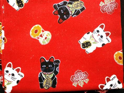 Japanese Fabric Maneki Neko Lucky Cat Fat Quarter F2