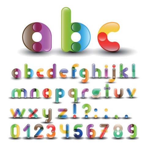 Colorful Alphabet Numbers Vector Fonts Welovesolo