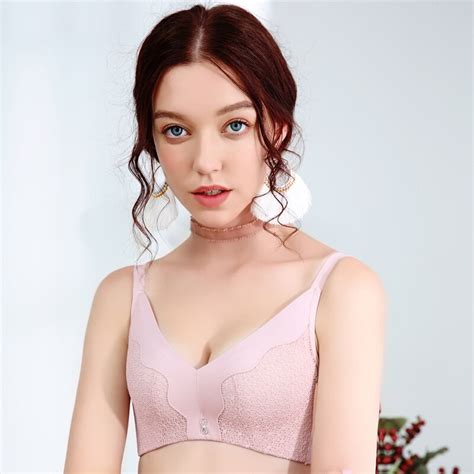 Roseheart Sexy Women Fashion Pink Gray Lace Padded Bras Push Up Wireless Bras Bralette Cup A B