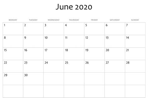 June 2021 Calendar Pdf Word Excel June Calendar 2020 June