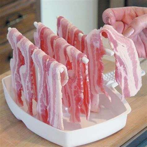 Microwave Bacon Rack Hanger Cooker Tray Cook Bar Crisp