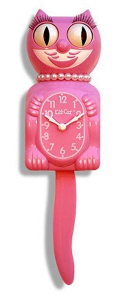 Classic Vintage Retro Kit Cat Klock 15 12 Strawberry Pink Lady Clock