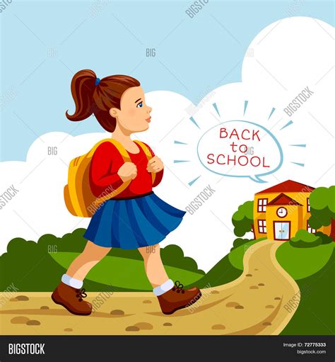 Girl Go School Vector And Photo Free Trial Bigstock