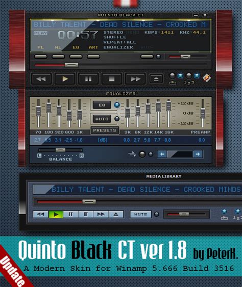 Quinto Black Ct 18 Skin For Winamp With Component Label Slider