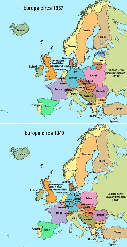 Map Of Europe Before And After Ww 2 A Map Of Europe Countries