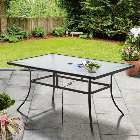 Mainstays Heritage Park Outdoor Rectangle Patio Dining Table Brown