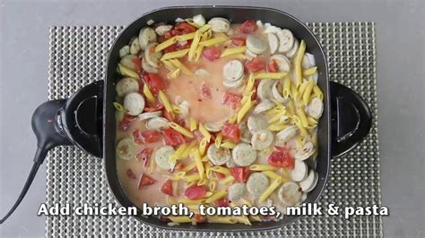 Toss it all in a pot and let it cook. One Pan Cheesy Smoked Sausage and Pasta - YouTube