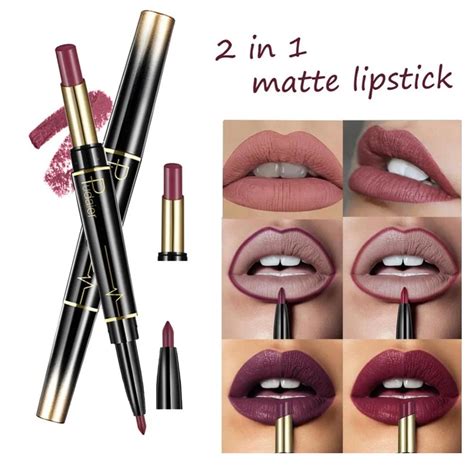 16 Colors Matte Lipstick Waterproof Lipliner Double Ended Long Lasting Nude Red Matte Lips Liner