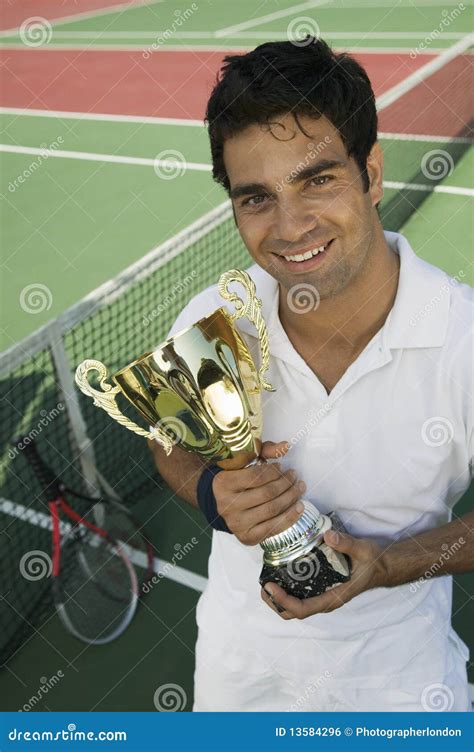 Male Tennis Player Standing On Tennis Court Stock Photo Image Of