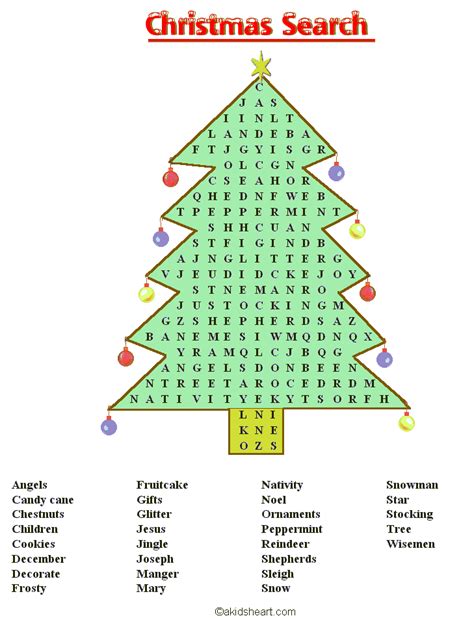 Christmas Tree Printable Word Search