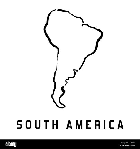 South America Simple Map Outline Smooth Simplified Continent Shape