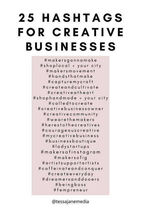 25 Hashtags For Creative Business Owners Business Hashtags Social