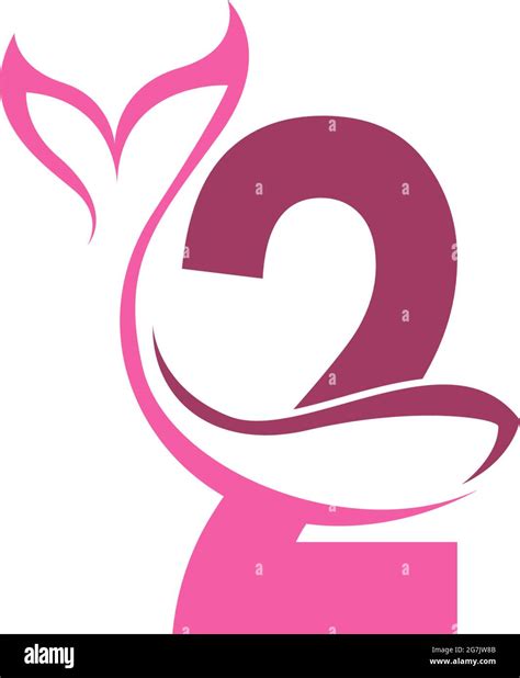Number 2 With Mermaid Tail Icon Logo Design Template Vector Stock