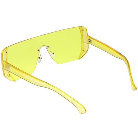 retro futuristic oversize mirrored color lens shield sunglasses zerouv