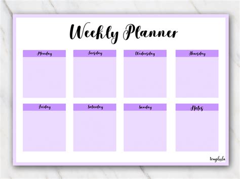 Printable Weekly Planner Template Landscape Printable Templates