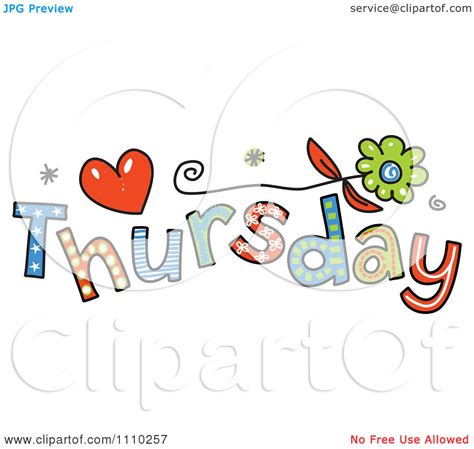 Clipart Colorful Sketched Thursday Text Royalty Free Vector
