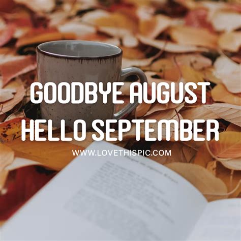 Coffee Mug And Book With Leaves Goodbye August Hello September