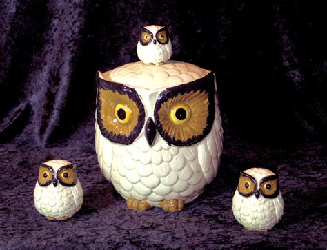 Otagiri Japan Owl Cookie Jar 9 ½” Tall Salt And Pepper Shaker 3 Tall Set C 1 Ebay Owl