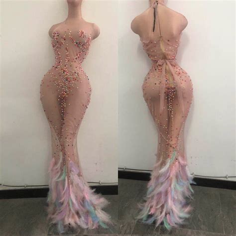 Sexy See Through Dress Singer Costume Women Rhinestone Set Aliexpress