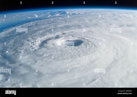 Satellite View Of A Hurricane In The Ocean On Earth Stock Photo