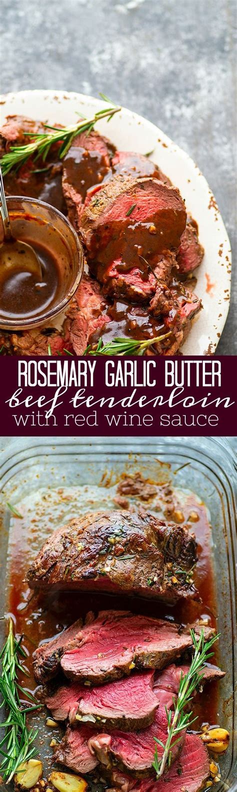 This beef tenderloin recipe is actually insanely easy to make, thanks to a marinade made up of ingredients you probably already have and a surprisingly quick cook time. Rosemary Garlic Butter Beef Tenderloin with Red Wine Sauce ...