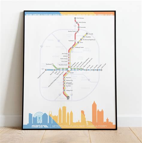 Atlanta Georgia Marta Map Digital Download 16 X 20 Etsy