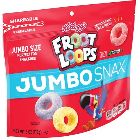Kelloggs Froot Loops Jumbo Snax Cereal Snacks Original On The Go