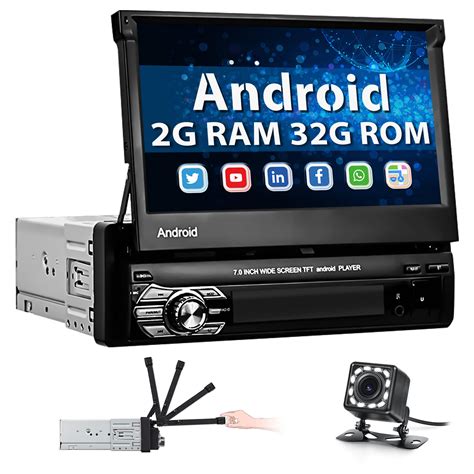 Buy Gb Gb Hikity Single Din Android Car Stereo With Sat Nav Inch Manual Flip Out