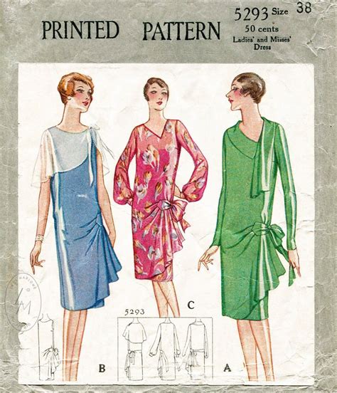 1920s 1930s Vintage Sewing Pattern Reproduction Flapper Day Etsy