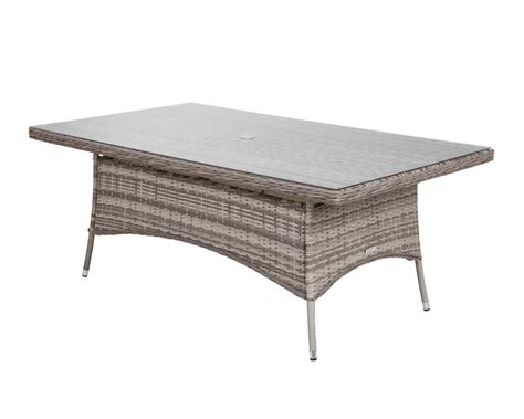 Large Rectangular Rattan Garden Dining Table In Grey Rattan Garden