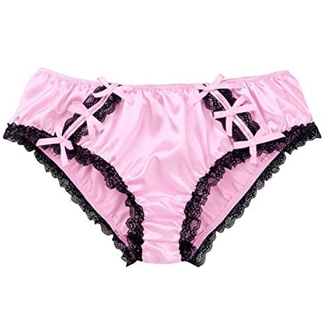 Acsuss Mens Satin Frilly Sissy Lingerie Set Ruffled Lace