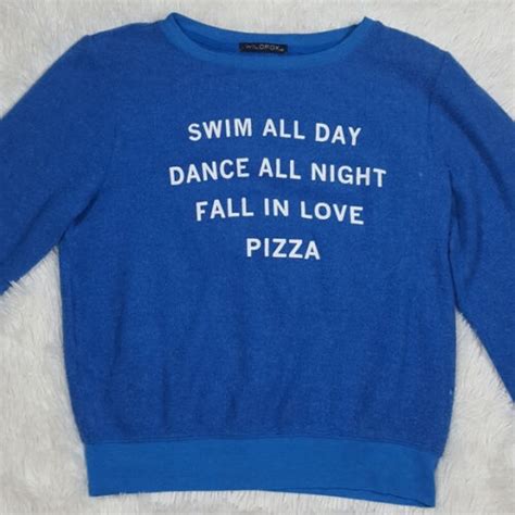 wildfox swim all day dance all night fall in love pizza sweater sz xs ebay