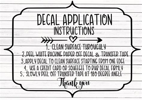 Decal Instructions Svg Care Card Svg Includes Svg And Png Etsy