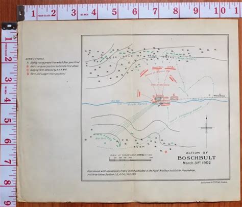 Boer War Era Map Battle Plan Boschbult Action Mar St Damants