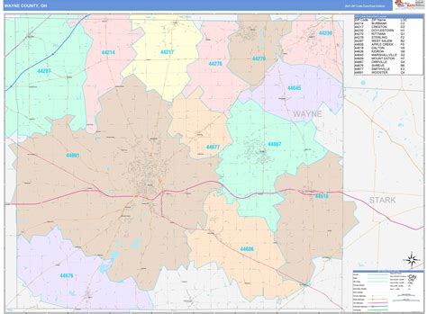 Wayne County Oh Wall Map Color Cast Style By Marketmaps