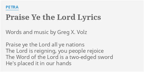 Praise Ye The Lord Lyrics By Petra Words And Music By