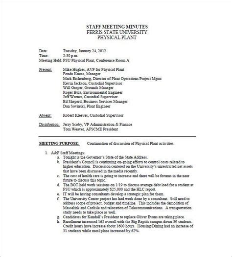 staff meeting minutes templates staff meetings meeting notes