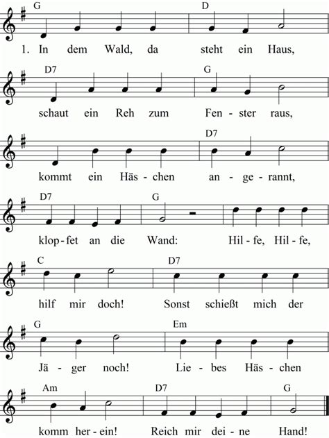 Doch das fehlende lächeln hat mit schlechter laune nichts zu tun. In dem Wald, da steht ein Haus - Noten und Liedtext ...