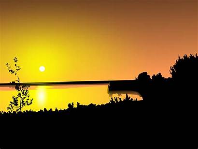 Sunset Clip Clipart Svg Vector Lake Sunrise