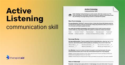 Active Listening Skills Worksheet Gsa