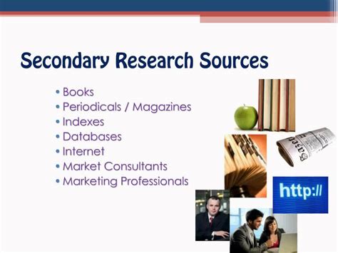 These are just a small set of questions which are answered using marketing research techniques. Marketing Research - Secondary Research Sources - YouTube
