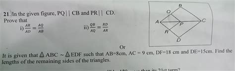 21 In The Given Figure Pq∣∣cb And Pr∣∣cd Prove That I Adar Abaq Ii