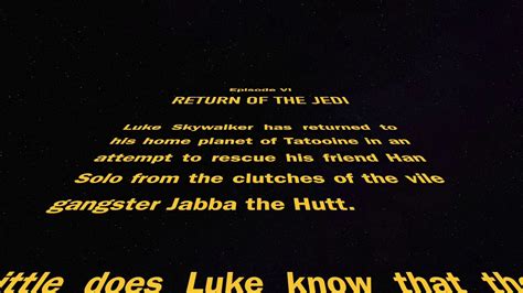 Star Wars Return Of The Jedi 1983 Opening Crawl Remake Youtube