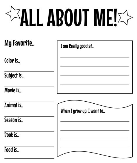 All About Me Worksheets And Templates 50 Free Pdf Printables Printablee All About Me