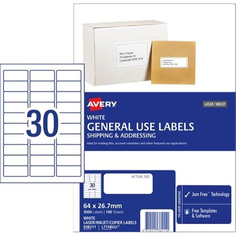 Avery General Use Labels L7158 30 Per Sheet Officemax Nz