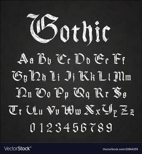 Old Hand Drawn Gothic Letters Drawing With White Vector Image