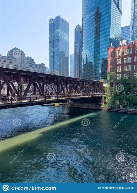 Colorful Morning In Chicago Loop At Lake Street Bridge Which Creates