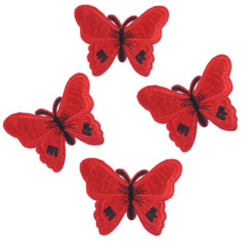 Parches Diy De Mariposa Roja Para Ropa Adhesivos De Tela Para Planchar